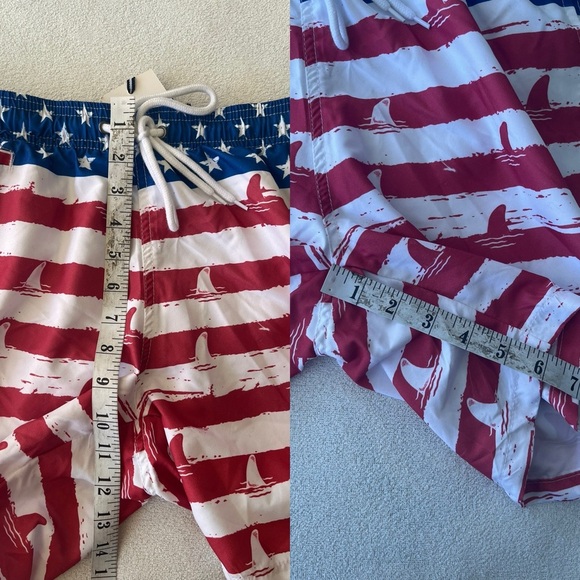 NWT Free Planet Men’s US Flag Shark Swim Trunks S - Picture 8 of 12